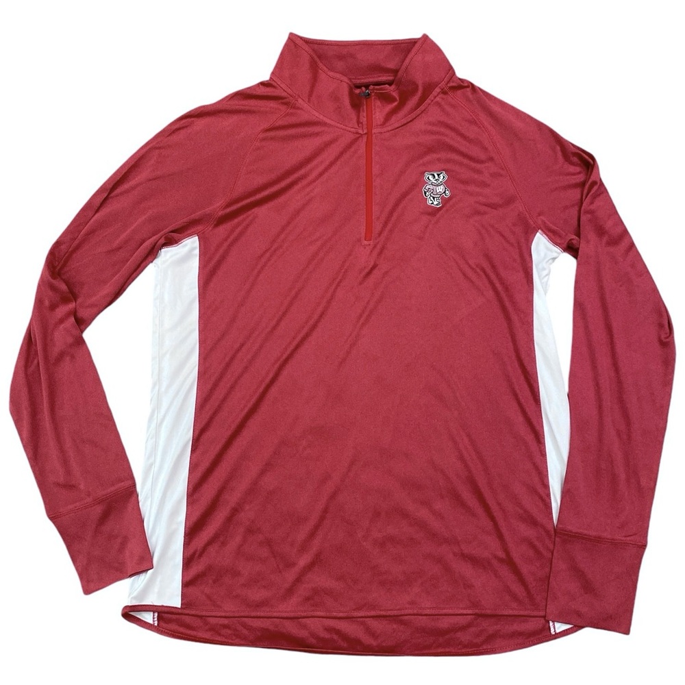 Collegiate Wisconsin badgers Red Colorblock 1/4 zip Long Sleeve Shirt